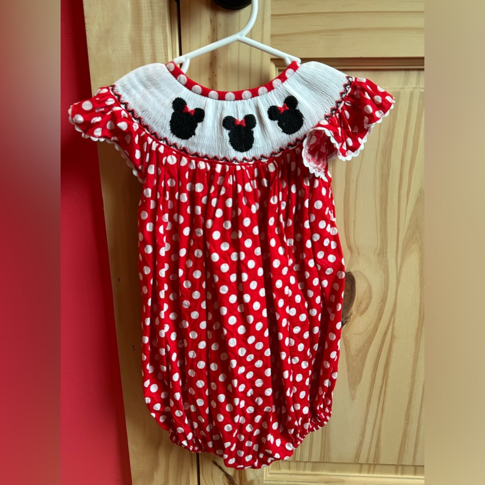 Toddler Girl Minnie Mouse Smocked Bubble